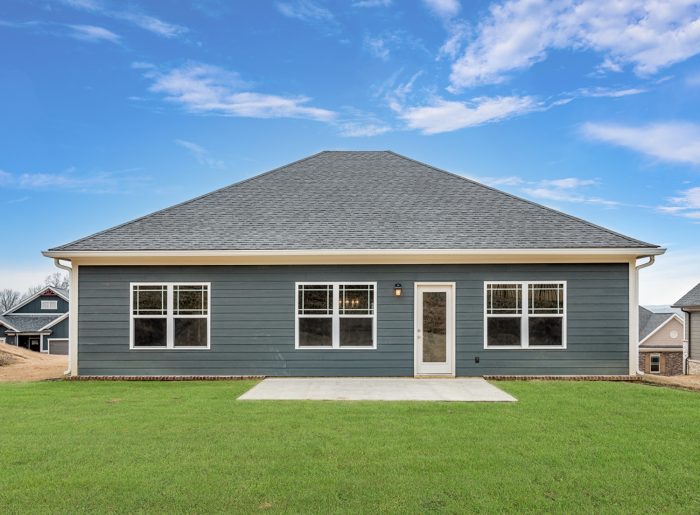 Exterior of newly built single level home for sale