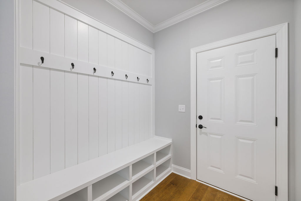 Built in drop zone for extra storage space and customization by Pratt Home Builders