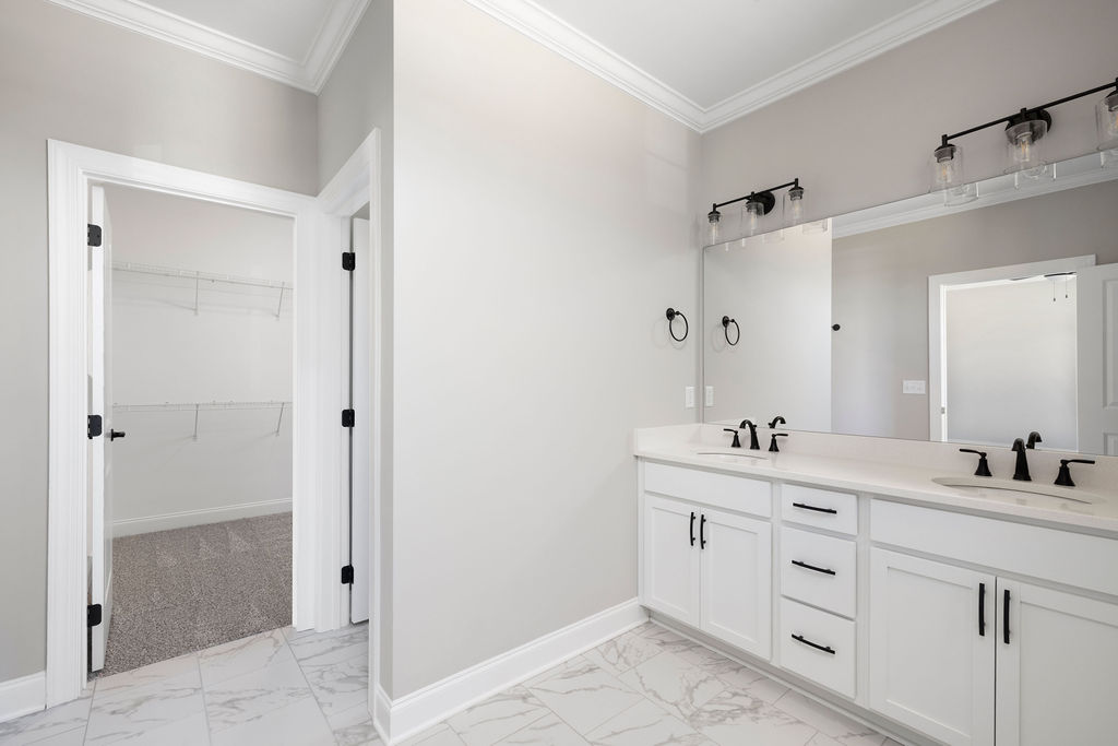 Primary bathroom in this new home now selling in North Georgia Huntley Meadows