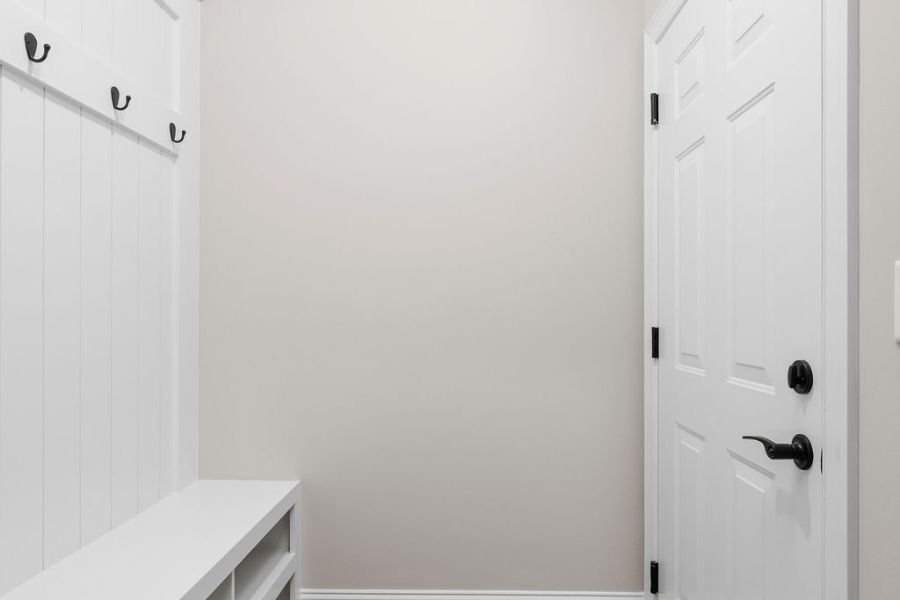 Drop zone with built-ins for extra storage in new construction home