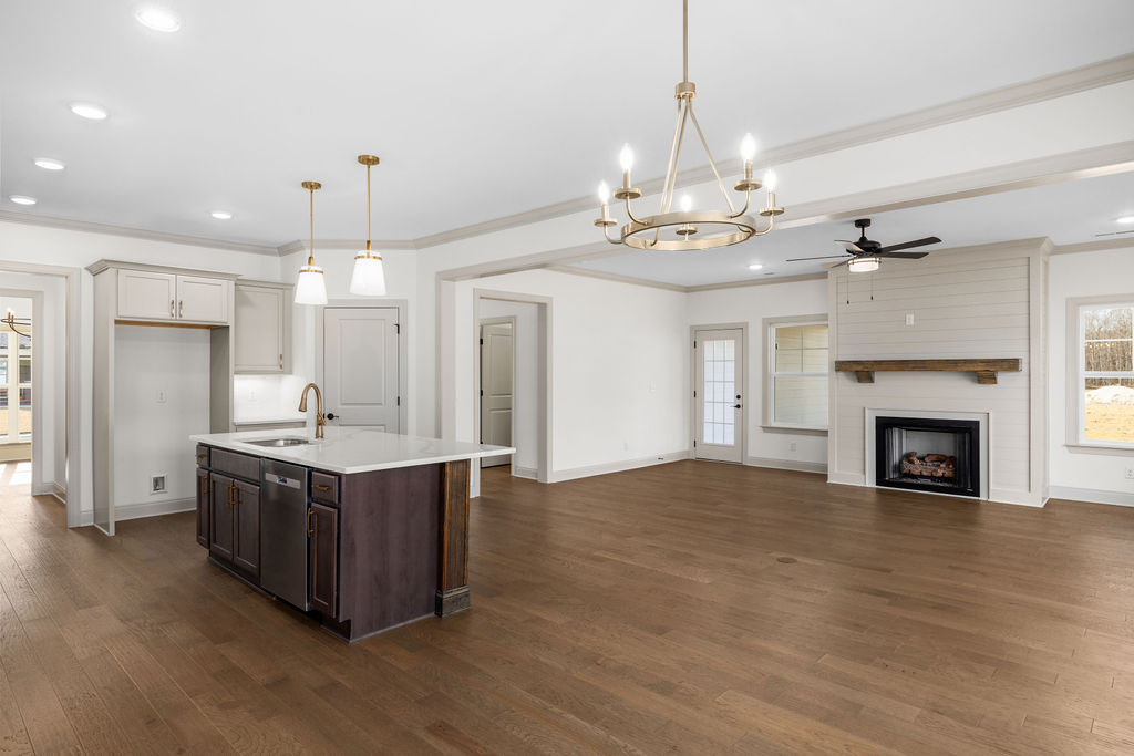 Open floor plan new construction by Pratt Home Builders available now