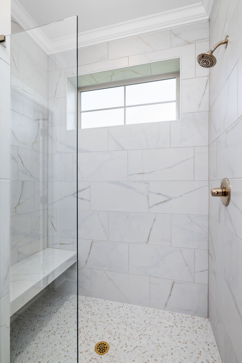 Oversized walk-in shower in primary ensuite bathroom