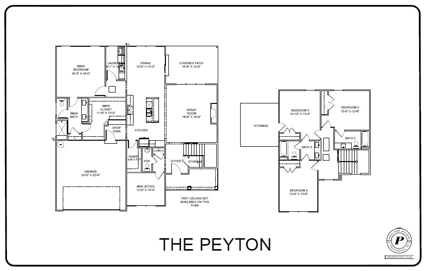 New home Chattanooga TN. The Peyton floor plan by Pratt Home Builders; features main level living spaces, garage, and upstairs bedrooms and storage.