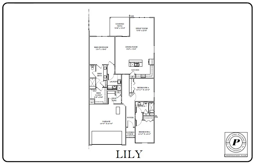 New Home Chattanooga TN. Lily floor plan features 3 bedrooms, 2 baths, garage, and covered patio by Pratt Home Builders