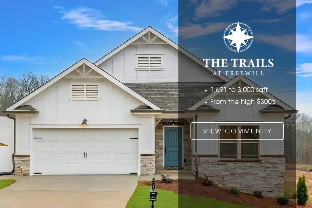 Modern white house with garage by Pratt Home Builders in Chattanooga TN, offering 1,691 to 3,000 sqft, priced from the high $300's.